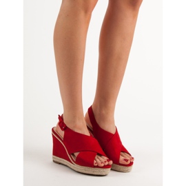 Anesia Paris Sandali con zeppa in pelle scamosciata rosso 2
