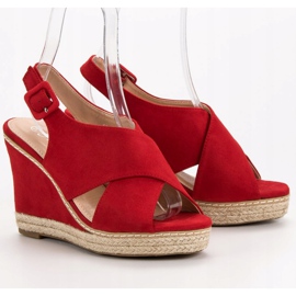 Anesia Paris Sandali con zeppa in pelle scamosciata rosso 1