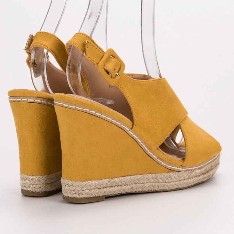 Anesia Paris Sandali con zeppa in pelle scamosciata giallo 1