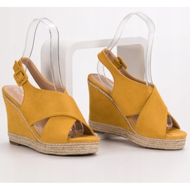 Anesia Paris Sandali con zeppa in pelle scamosciata giallo 2