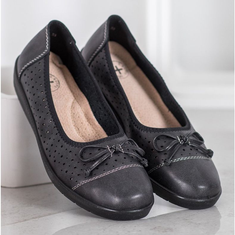SHELOVET Ballerina Openwork Su Paltform nero 1