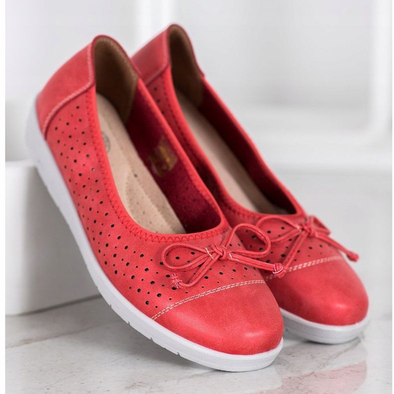 SHELOVET Ballerina traforata sulla piattaforma rosso 1