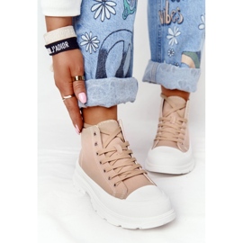 Sneakers Alte Da Donna Su Una Grande Suola Marrone Chiaro Trissy 2