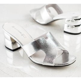 Goodin Pantofole Argento Con Tacco Decorativo d'argento 1