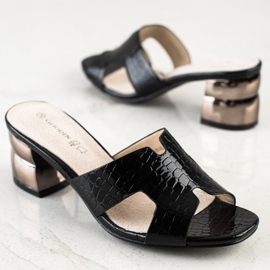 Goodin Pantofole Nere Con Tacco Decorativo nero 1