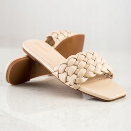 Goodin Pantofole in ecopelle intrecciata beige 1