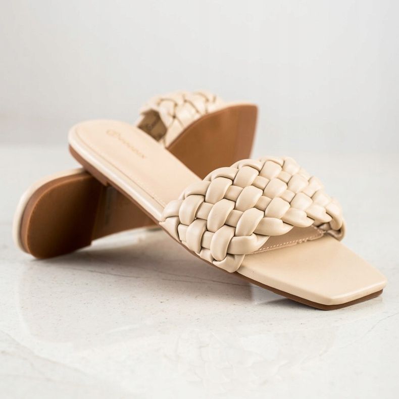 Goodin Pantofole in ecopelle intrecciata beige 1