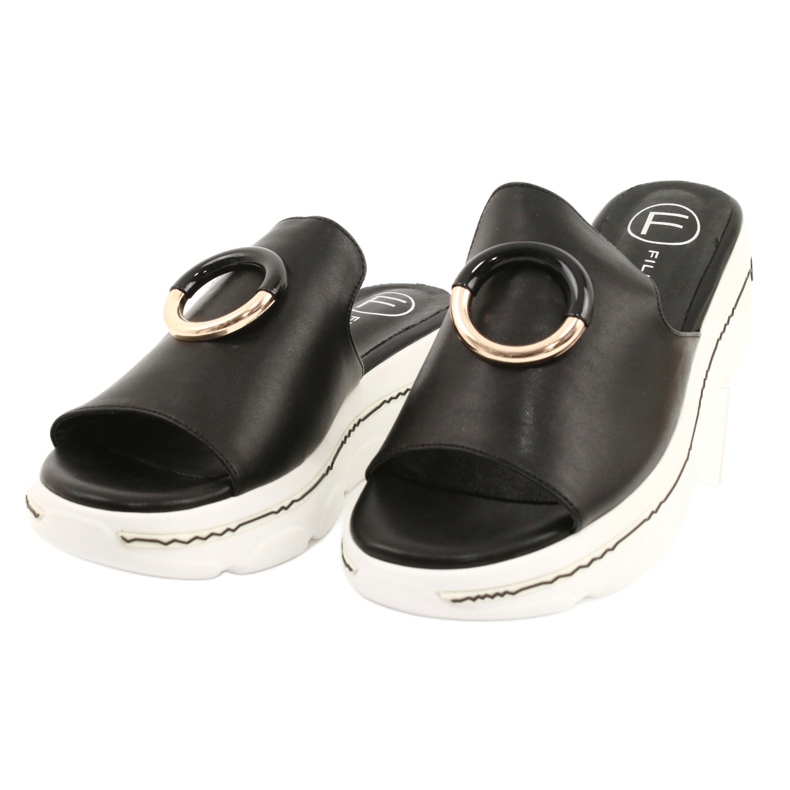 Filippo Comode ciabatte sulla piattaforma FILI PPO DK2318 / 21 BK nero d'oro 1