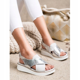 Comodi sandali sulla piattaforma Sergio Leone SK029 d'argento grigio 1