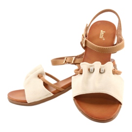 Sandali da donna con zirconi JEZZI 21SD35-3520 beige marrone 4