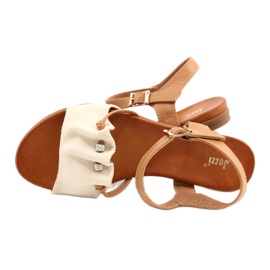 Sandali da donna con zirconi JEZZI 21SD35-3520 beige marrone 3