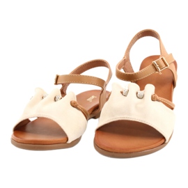 Sandali da donna con zirconi JEZZI 21SD35-3520 beige marrone 1