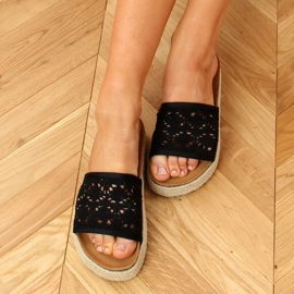 Espadrillas nere traforate 20-349 Nero 1