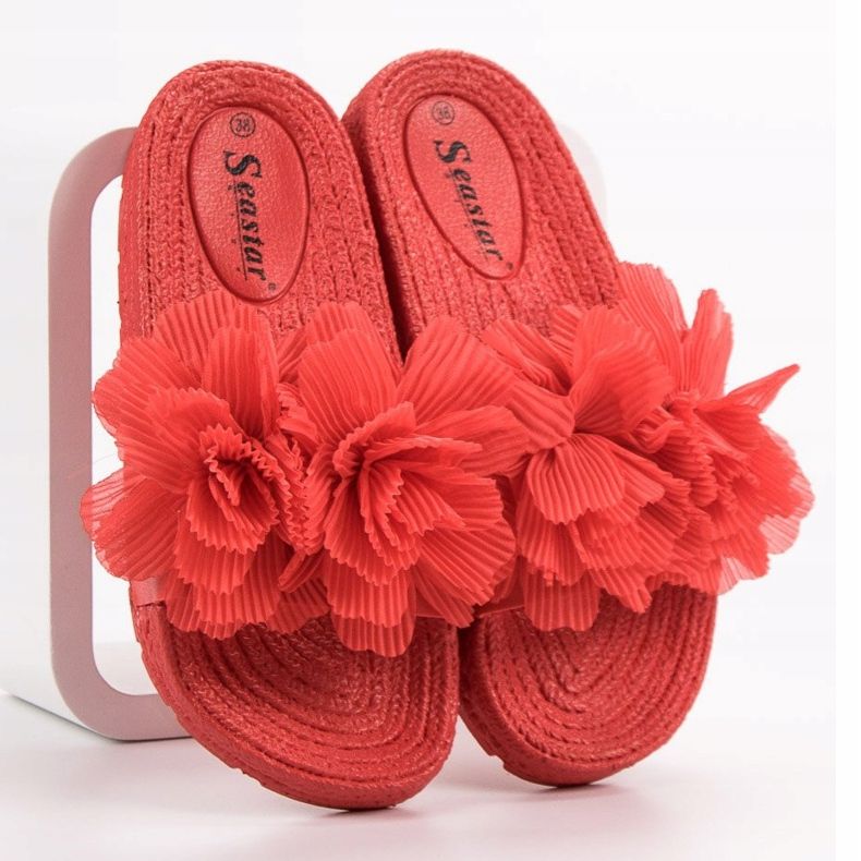 Seastar Pantofole Rosse Con Fiori rosso 2