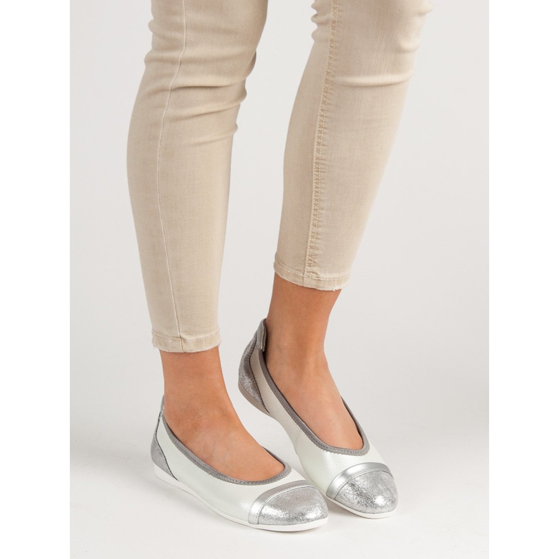 Filippo Ballerine In Pelle Con Glitter bianco 2
