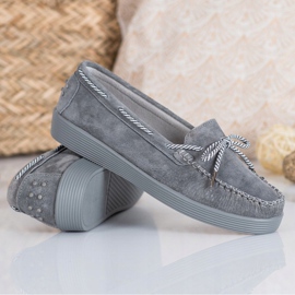Filippo Mocassini classici in pelle grigio 1
