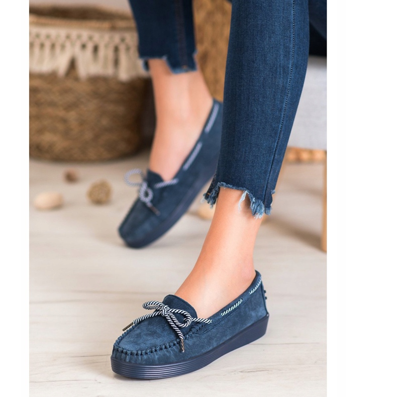 Filippo Mocassini classici in pelle blu 1