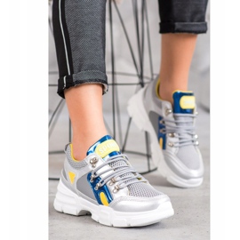 Bella Paris Sneakers alla moda con rete grigio multicolore 1