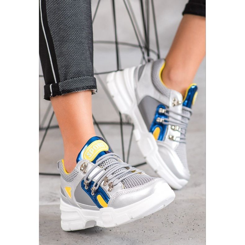 Bella Paris Sneakers alla moda con rete grigio multicolore 2