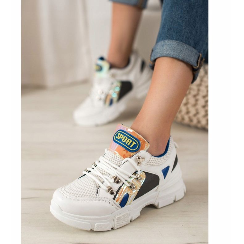 Bella Paris Sneakers alla moda con rete bianco multicolore 2