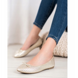 SHELOVET Ballerine dorate intrecciate d'oro 1