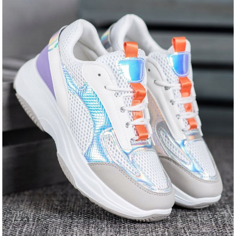 Bona Sneakers Bianche Con Rete bianca viola grigio multicolore 1