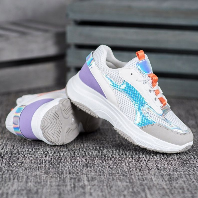 Bona Sneakers Bianche Con Rete bianca viola grigio multicolore 2