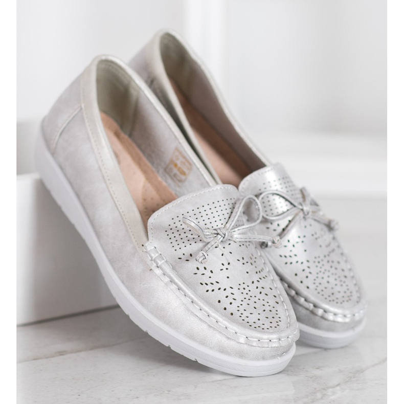SHELOVET Mocassini comodi grigio 2