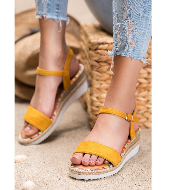 Yes Mile Comodi sandali in pelle scamosciata giallo 2