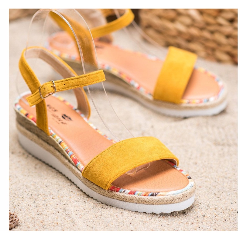 Yes Mile Comodi sandali in pelle scamosciata giallo 1