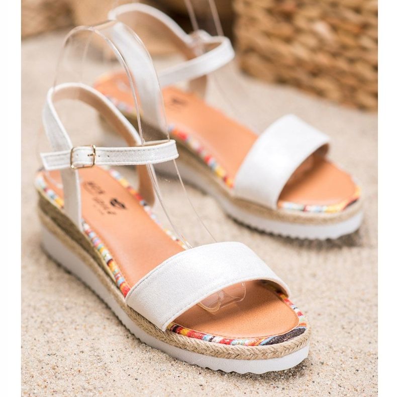 Yes Mile Comodi sandali in pelle scamosciata bianca 1