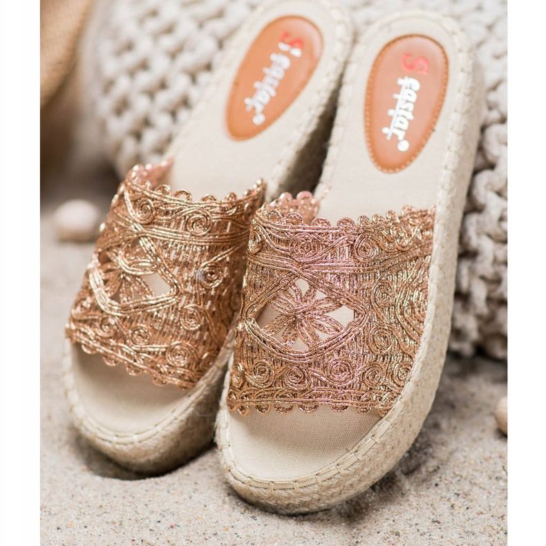 Seastar Pantofole Espadrillas Sulla Piattaforma d'oro 1