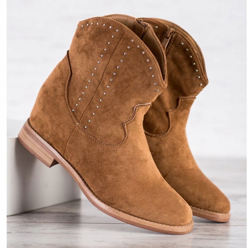 Ideal Shoes Cowgirl cammello alla moda marrone 1