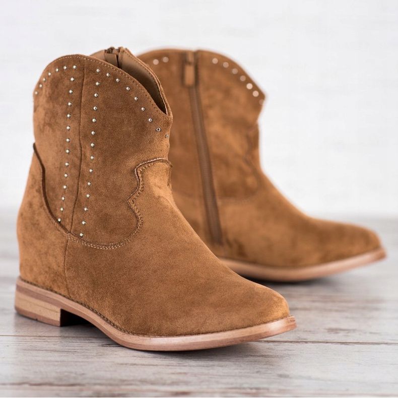Ideal Shoes Cowgirl cammello alla moda marrone 2
