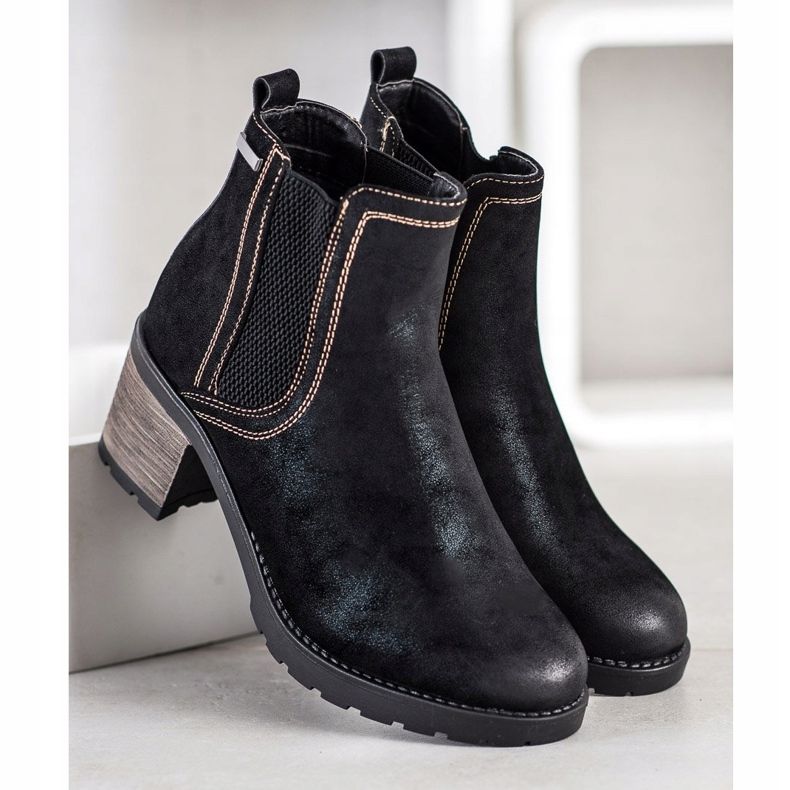 SHELOVET Stivali alla moda con glitter nero 2