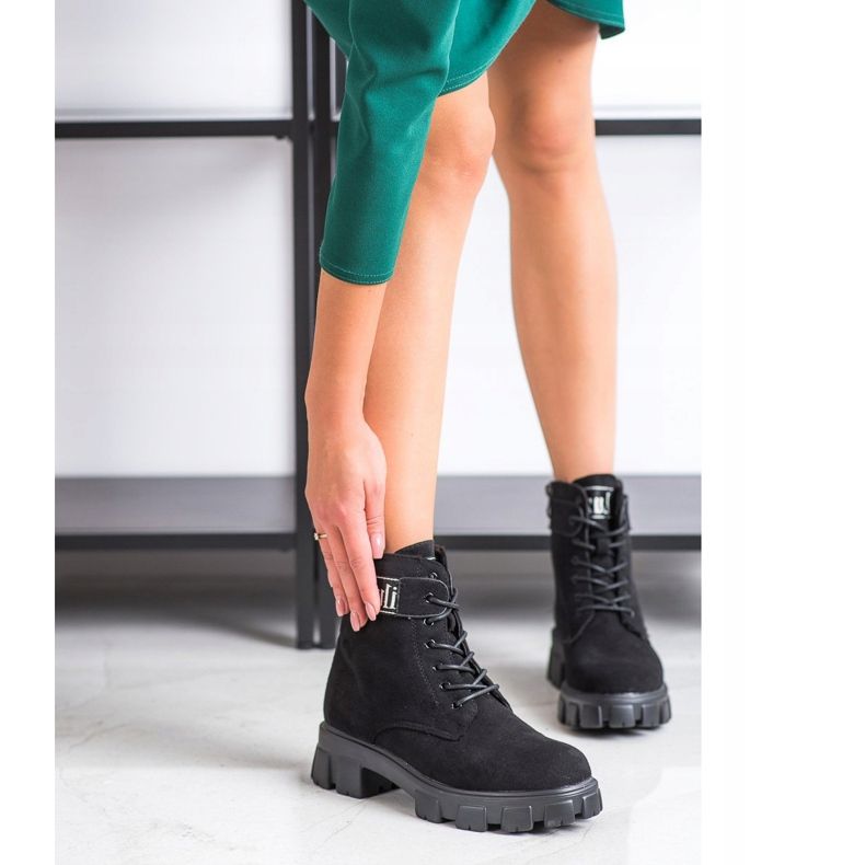 Weide Trapper in pelle scamosciata sulla piattaforma nero 2