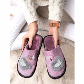 Bona Pantofole Alla Moda Con Applicazione viola argento grigio 1