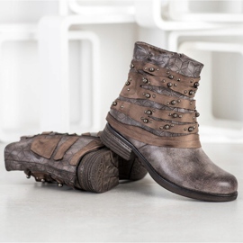 Queentina Stivali comodi con decorazioni grigio 1