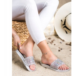 SHELOVET Ciabatte super paillettes incolore argento 2