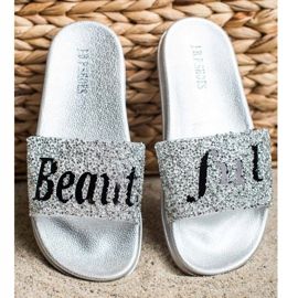 SHELOVET Bellissime infradito con cristalli argento 2