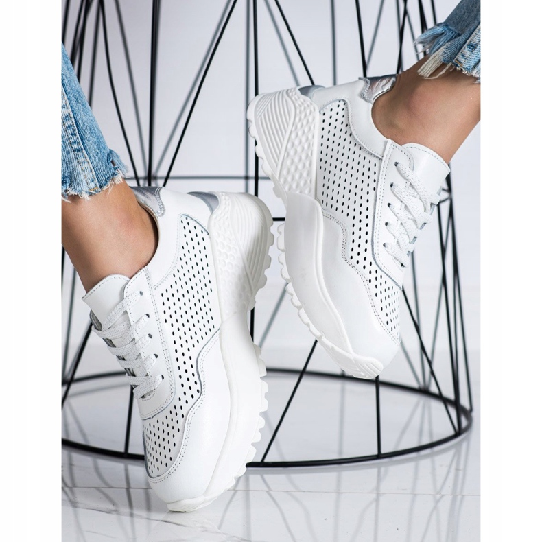 Goodin Sneakers in pelle alla moda bianca 1