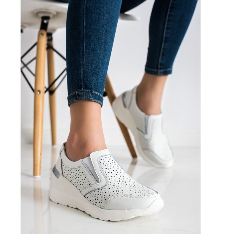 Goodin Sneakers senza lacci in pelle bianche bianco 2