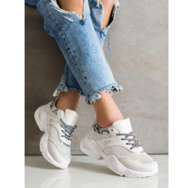 SHELOVET Sneakers grigie con stampa serpente beige 1