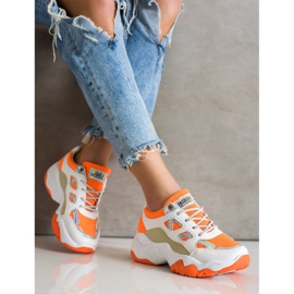 SHELOVET Sneakers con lacci alla moda bianca arancia multicolore 1