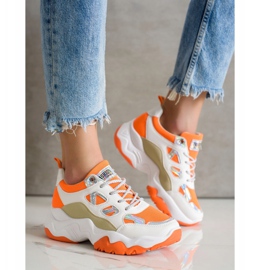 SHELOVET Sneakers con lacci alla moda bianco arancia multicolore 2