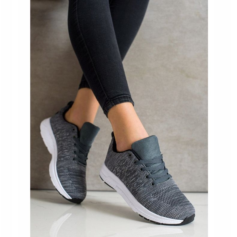 SHELOVET Sneakers leggere con lacci grigio 2