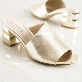 Goodin Ciabatte Con Tacco Decorativo d'oro 1