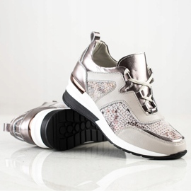 Goodin Sneakers in pelle stampa serpente argento grigio 1
