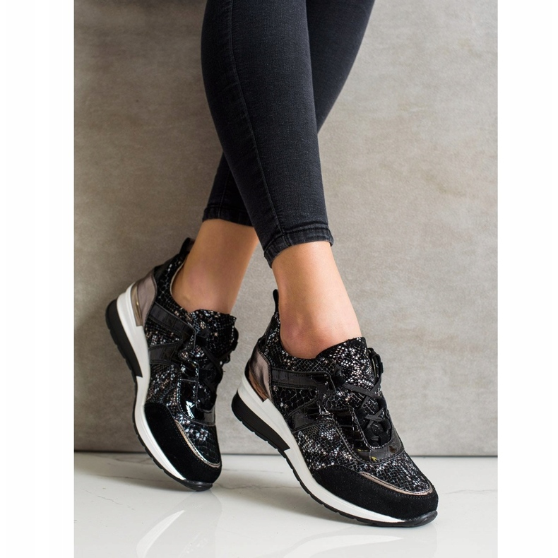 Goodin Sneakers in pelle stampa serpente nero 1