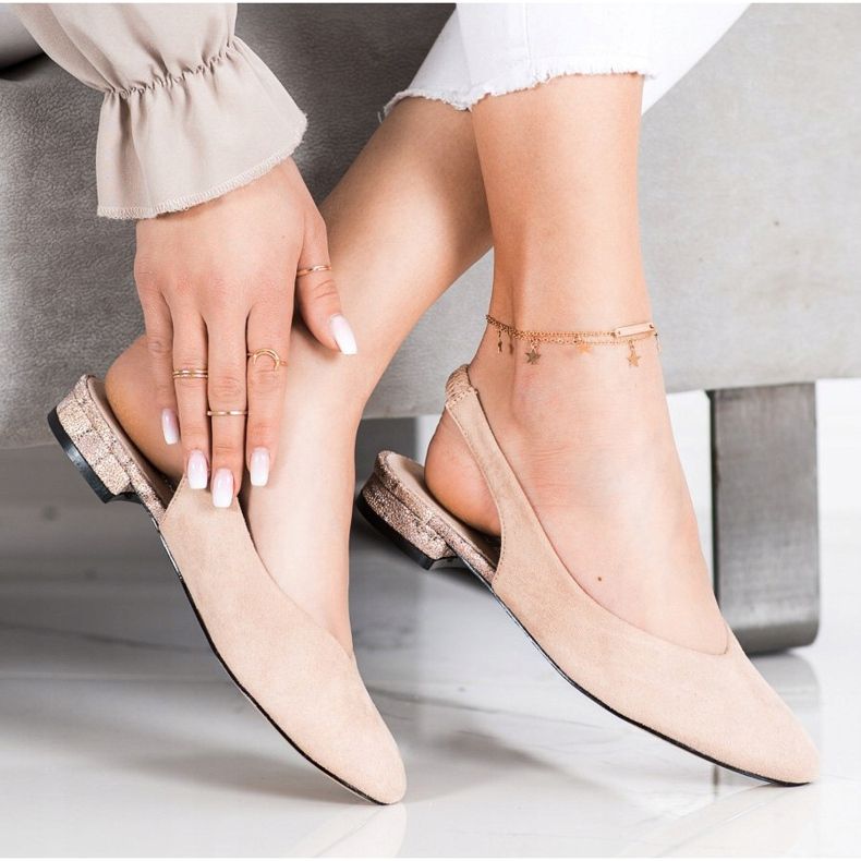 Goodin Décolleté slip-on con tacco a vista beige 1